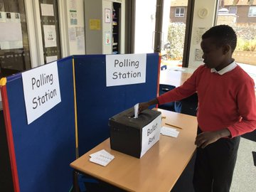 PrimaryRobert's tweet photo. We have been joining in with the general election in school today- we wanted to cast our votes. 
#GeneralElection2024 @tbprimary @SNSPrimary https://t.co/ociRJ9zBPf
