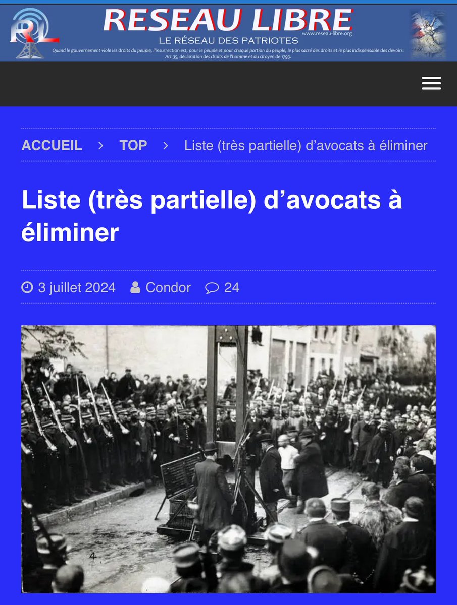 CerfiaFR's tweet photo. 🚨🇫🇷 ALERTE INFO | Pour la première fois en France, il est explicitement appelé à tuer des avocats du pays, "la majorité" même. Un site qui se revendique être affilié à l'extrême droite a publié une liste des "vermines en robe noire" à "éliminer". https://t.co/Mik1bRDluh