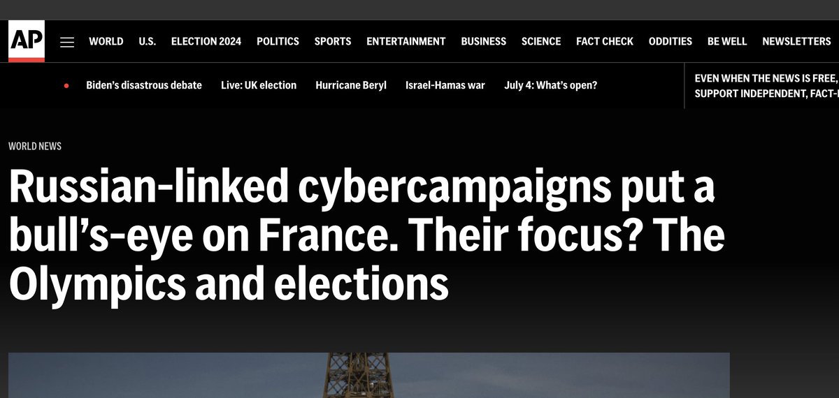 David Colon (@colon_david) on Twitter photo L’agence Associated Press (<a href="/AP/">The Associated Press</a>) publie une enquête très approfondie sur les campagnes de #désinformation du #Kremlin ciblant visant les Jeux Olympiques de #Paris2024 et les élections #législatives en France 01/17 L’agence Associated Press (<a href="/AP/">The Associated Press</a>) publie une enquête très approfondie sur les campagnes de #désinformation du #Kremlin ciblant visant les Jeux Olympiques de #Paris2024 et les élections #législatives en France 01/17