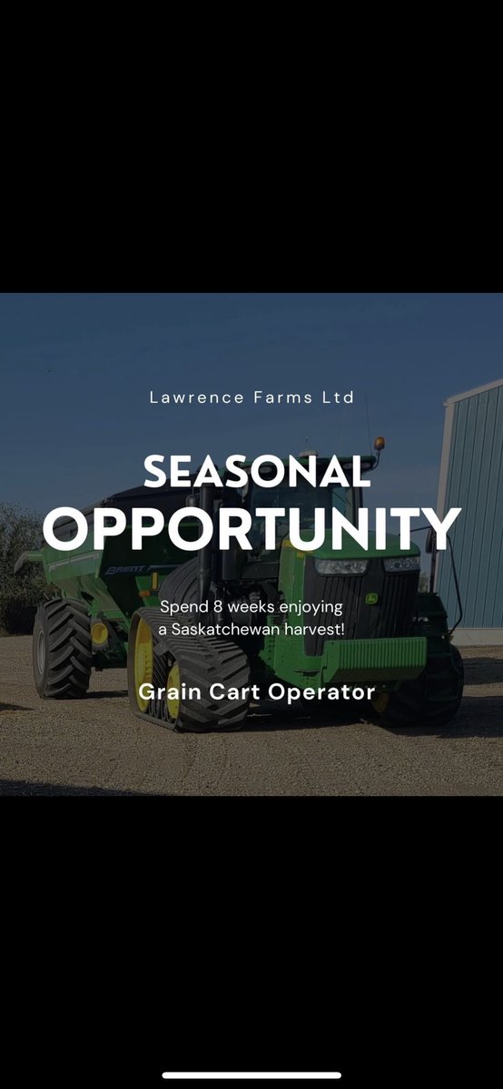 JakinLawrence's tweet photo. Our family farm is looking for a grain cart operator for the fall. Should be a good one! @olblue81 

Can apply here: https://t.co/eXZVNwDflc https://t.co/xZDfJMJXxO
