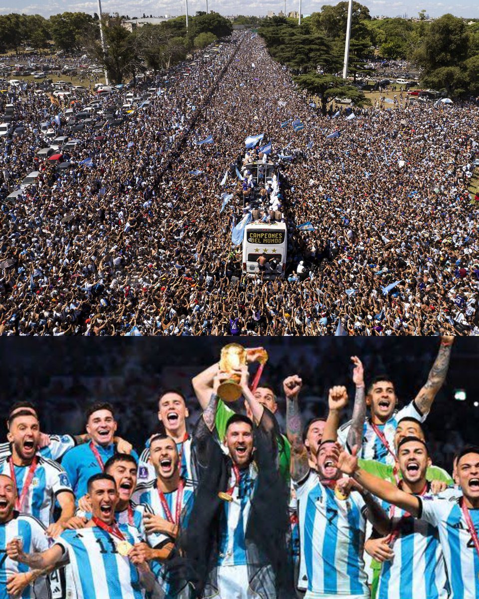 Streets of Mumbai, India 🇮🇳 after T20 World Cup 2024 Victory✌🏻 

Streets of Buenos Aires, Argentina 🇦🇷 after FIFA World Cup 2022 Victory✌🏻

The Craze is Unreal 💥

#VictoryParade #IndianCricketTeam