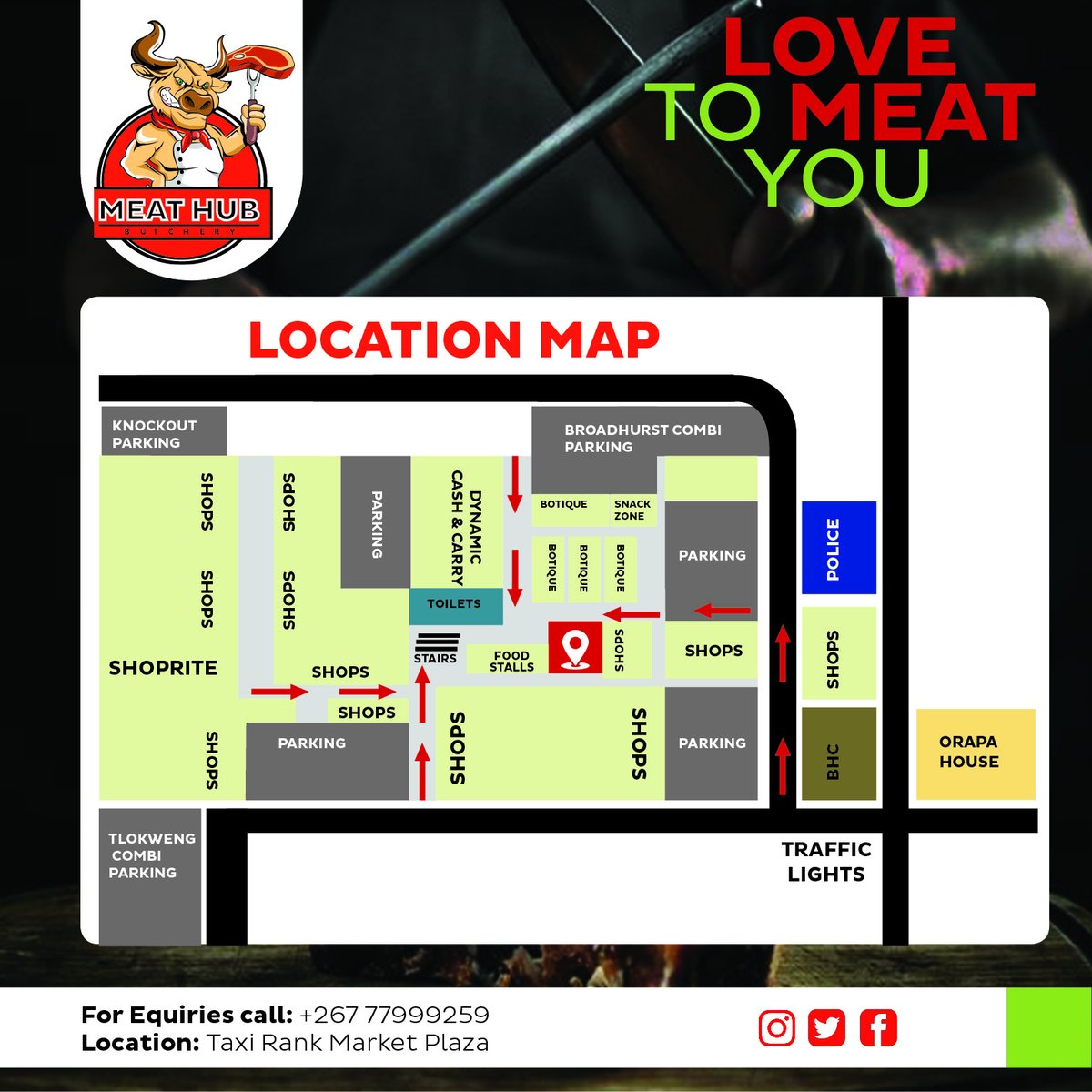 meathubbutchery's tweet photo. 🎉🥩 Calling All Meat Lovers! 🥩🎉

With convenient locations at Market Plaza Station &amp; Block 6 Shopping Mall, getting your favorite meats has never been easier. 🏪

Pop in anytime &amp; discover why we're the freshest in the business. Your taste buds will thank you! 😋

 #MeatHubBW https://t.co/7H57MmeSgA