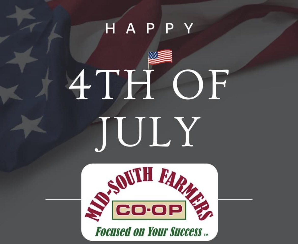 msfc_ag's tweet photo. Happy 4th of July from your friends at Mid-South Farmers Co-op! Thank you for your business! https://t.co/b9u3HYINlG