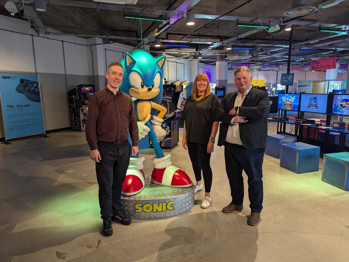 NickPoole1's tweet photo. Fantastic day with @Cat_Powell_ and @_johnoshea visiting the National Videogame Museum @nvmuk. Exciting to talk about areas of mutual interest and possible collaboration to celebrate and strengthen the UK video games and interactive entertainment industry. https://t.co/OC32dqQGxi