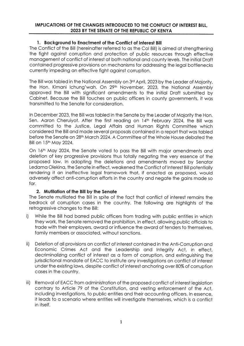 EACCKenya's tweet image. EACC calls out Narok Senator @ledamalekina for peddling falsehoods to divert public focus from the  tragic mutilation of the Conflict of Interest Bill, 2023 by the Senate in changes that will cripple the fight against corruption in Kenya. @Senate_KE