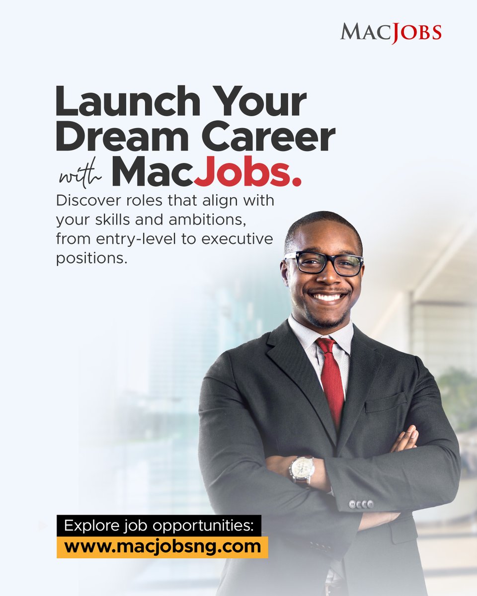 MacTayconsult's tweet photo. Searching for your dream job? MacJobs offers a wide range of job opportunities, connecting you with top employers across various industries.
Take the next step in your career journey. Visit: https://t.co/elDlsrBY4D to get started.
#MacJobs #jobsearch #hiringnow https://t.co/KWfX3lybF0