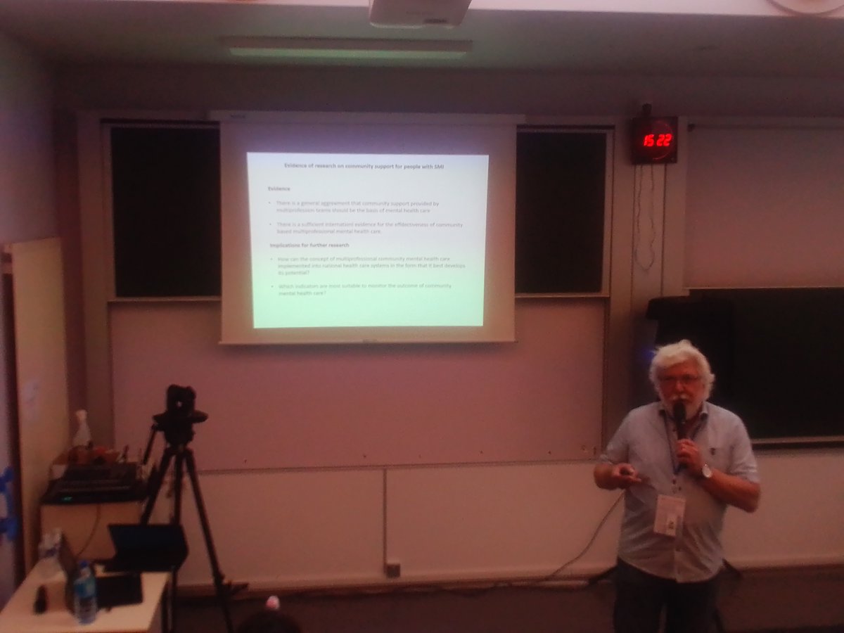 Prof Reinhold Kilian from <a href="/uni_ulm/">Universität Ulm</a> looking at effectiveness and cost effectiveness of community #mentalhealth intervention (intensive case management) for empowering people with lived experience using service in Germany #enmesh2024