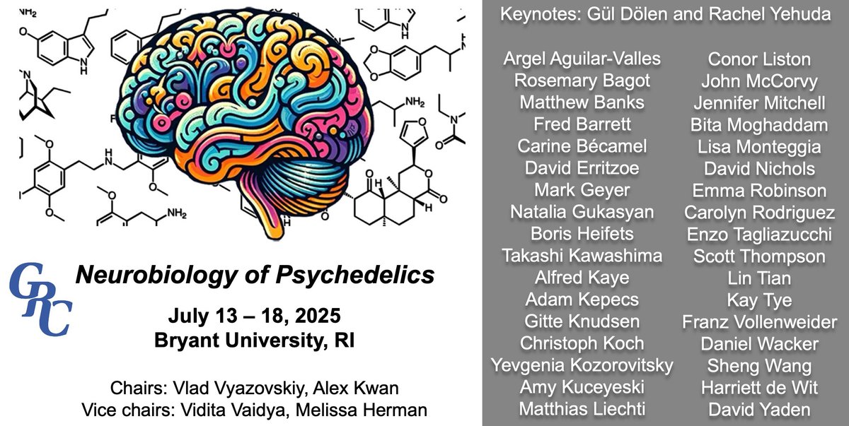 Alex Kwan ้้ฒๆ (@kwanalexc) on Twitter photo The program is shaping up for #GRCPsychedelics - An exciting lineup of basic and clinical researchers. ๐ง ๐
Save the date 7/13-7/18/2025 ๐๏ธ
<a href="/VVyazovskiy/">Vlad Vyazovskiy</a> <a href="/ViditaVaidya/">Vidita Vaidya</a> <a href="/MelissaHerman4/">Dr Melissa Herman</a> The program is shaping up for #GRCPsychedelics - An exciting lineup of basic and clinical researchers. ๐ง ๐
Save the date 7/13-7/18/2025 ๐๏ธ
<a href="/VVyazovskiy/">Vlad Vyazovskiy</a> <a href="/ViditaVaidya/">Vidita Vaidya</a> <a href="/MelissaHerman4/">Dr Melissa Herman</a>