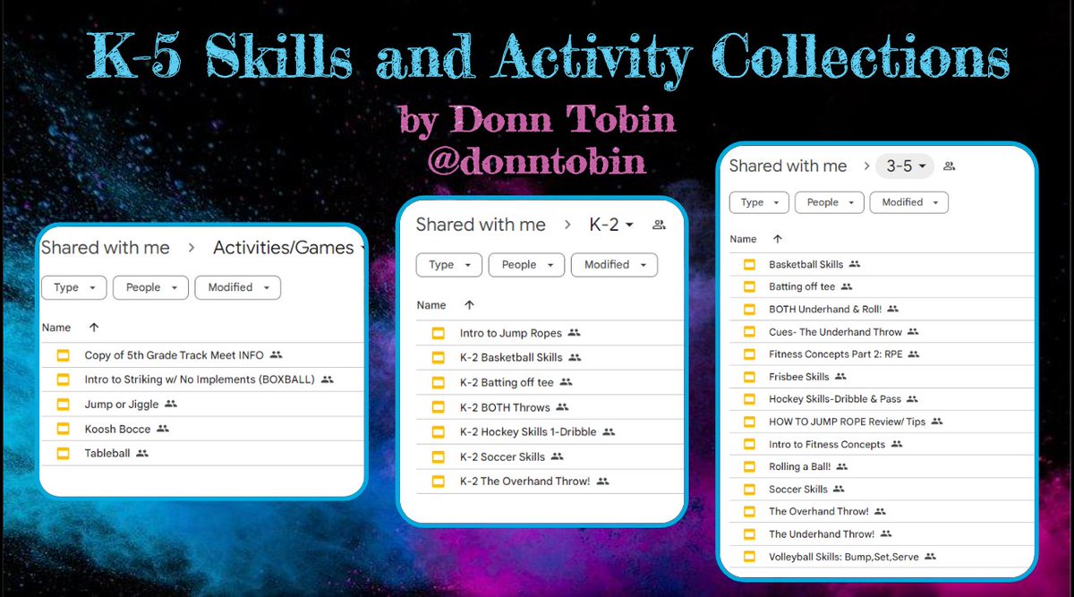 Becky Foellmer - cbhpe.org (@foes4sports) on Twitter photo Fantastic new set of resources added to cbhpe courtesy of 2019 <a href="/SHAPEAmerica/">SHAPE America</a> National Elem. #PhysEd TOY, <a href="/donntobin/">Donn Tobin</a>. Donn has shared his K-2, 3-5 and Activity Slides collections. Check them out here:
docs.google.com/presentation/d…
Location: cbhpe.org/projector. Fantastic new set of resources added to cbhpe courtesy of 2019 <a href="/SHAPEAmerica/">SHAPE America</a> National Elem. #PhysEd TOY, <a href="/donntobin/">Donn Tobin</a>. Donn has shared his K-2, 3-5 and Activity Slides collections. Check them out here:
docs.google.com/presentation/d…
Location: cbhpe.org/projector.