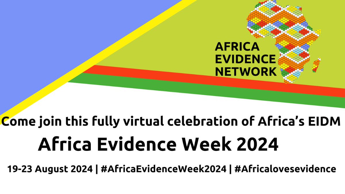 #New📢
The #AfricaEvidenceWeek2024 has been launched. This year's celebration will run from 19-23 August. Sign up now to be participate so that together we can push forward #EIDM in Africa. 
Join here: shorturl.at/wzXJK
#AfricaLovesEvidence
#AfEW24
<a href="/Africa_evidence/">AEN</a> <a href="/RuthS3/">Ruth Stewart</a>