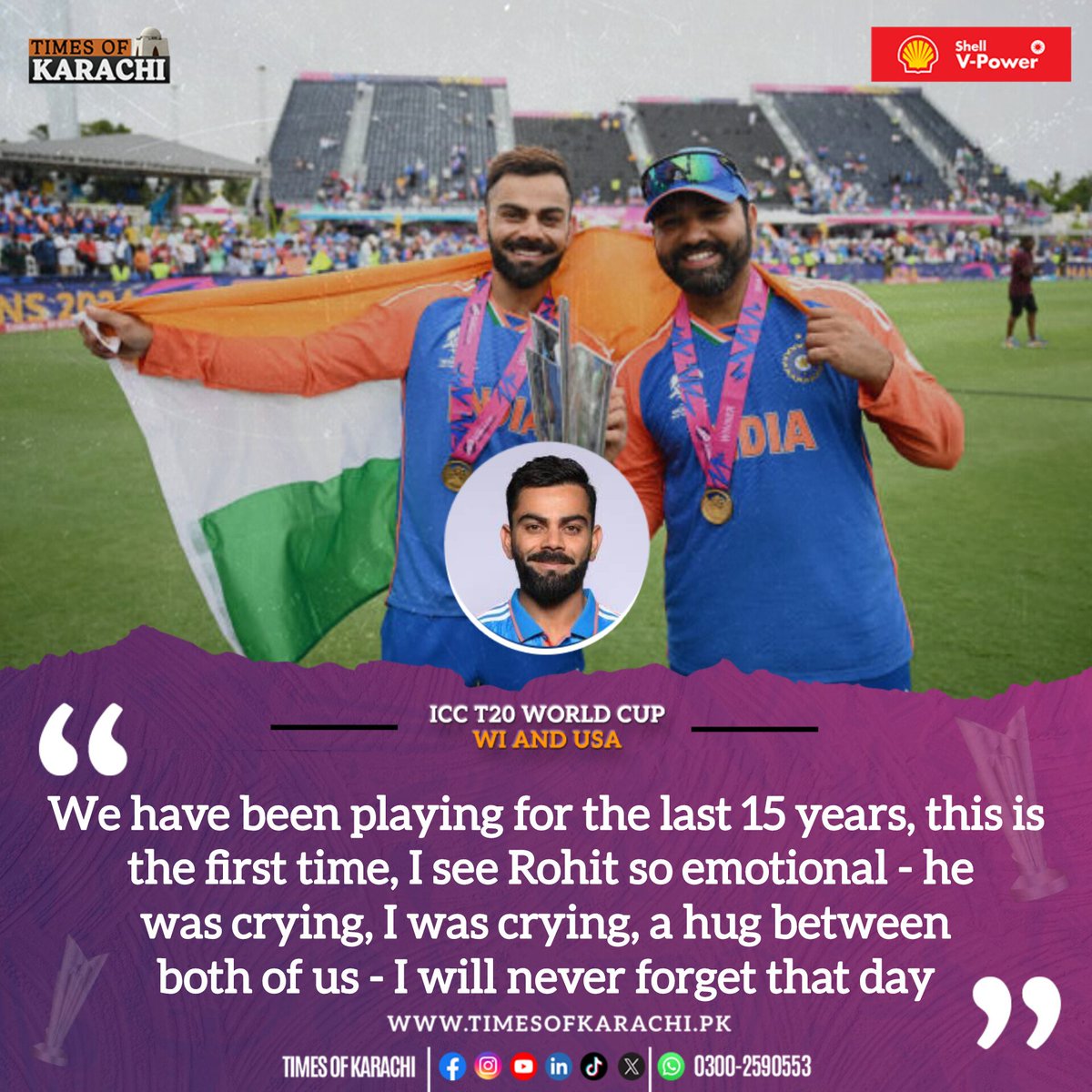 TOKCityOfLights's tweet photo. Virat Kohli : "When I was walking up the stairs, I was crying. Rohit was crying, we'll never forget that moment"
#ShellPakistan #ShellVPower #ViratKohli #RohitSharma #T20WorldCup https://t.co/plEHJHuu8w