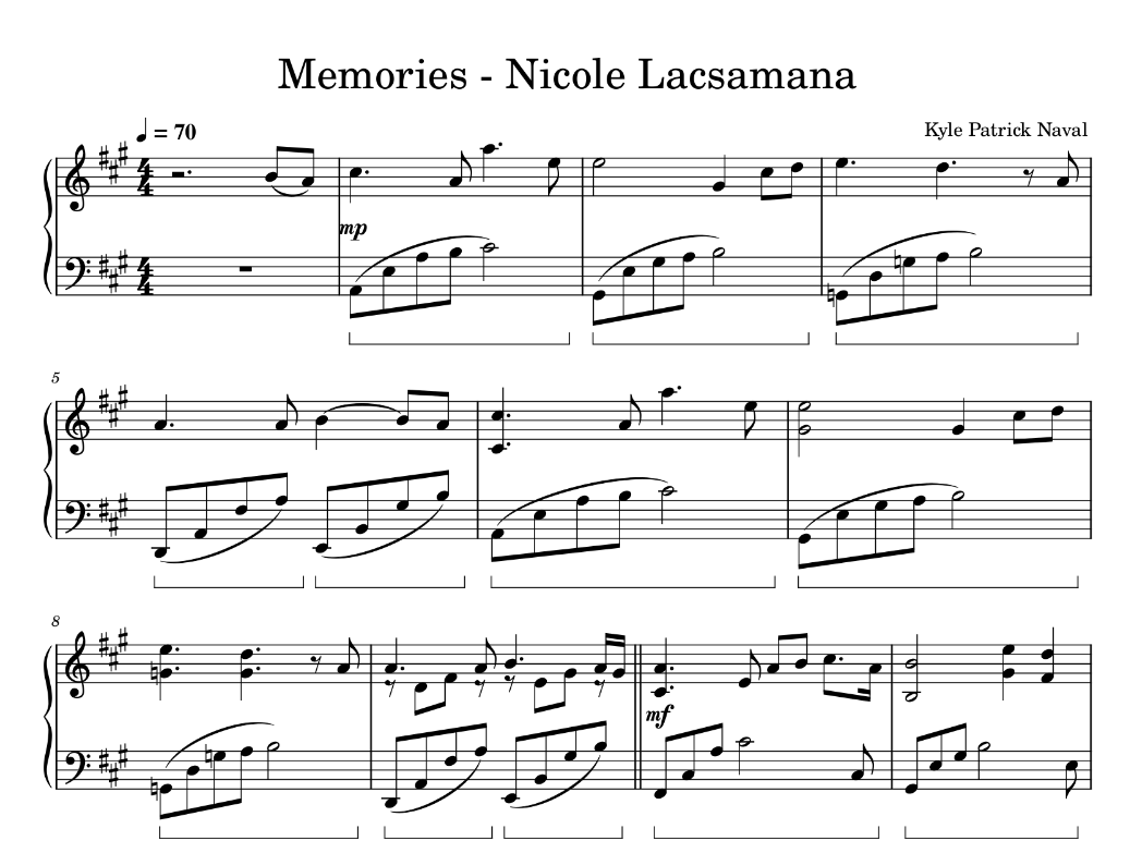 🎹 Presenting Sheet music for Memories by Nicole Lacsamana