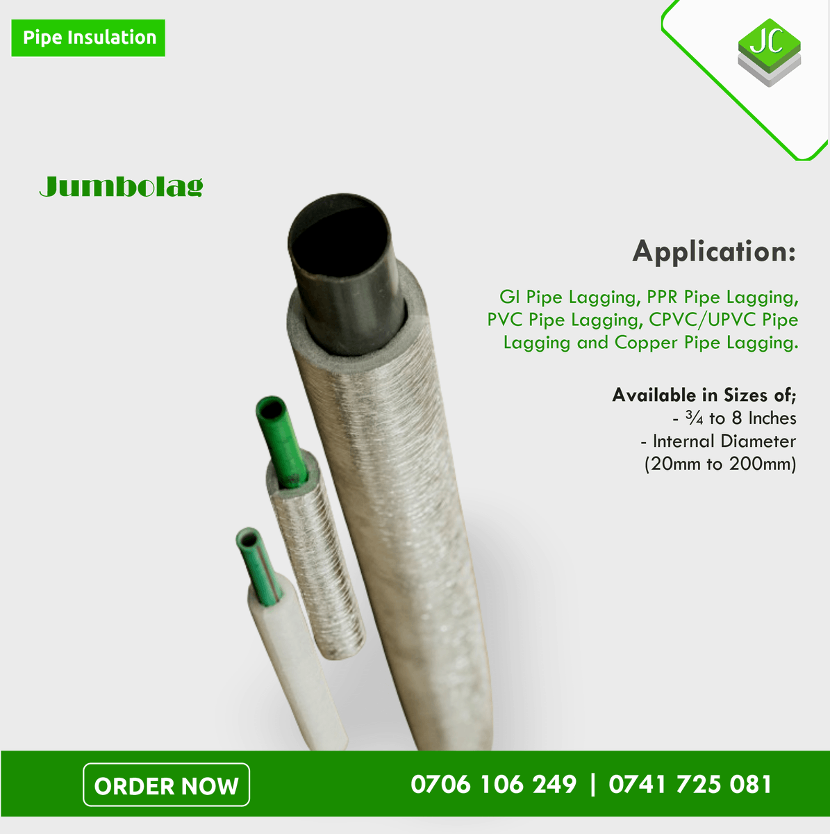 JumboChemKe's tweet photo. Along with top-quality pipe lagging, we also offer supply and fix solutions so you don't need to stress over its installation. Pipe insulation helps protect pipes against physical damage, prevents heat loss or gain, and also guards against condensation.

#PipeInsulation #EnergyEfficiency #HomeMaintenance #HVAC #InstallationServices X Space