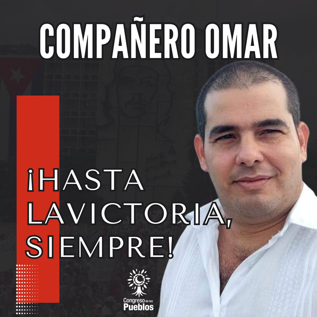 Enviamos un fuerte abrazo fraterno, al pueblo cubano, ante el fallecimiento del compañero Omar Rafael García Lazo.

Desde  el <a href="/CPueblos_Col/">Congreso de los Pueblos</a>  de Colombia, enviamos un fuerte abrazo  fraterno, en estos duros momentos, ante el fallecimiento del compañero  Omar Rafael García Lazo. El