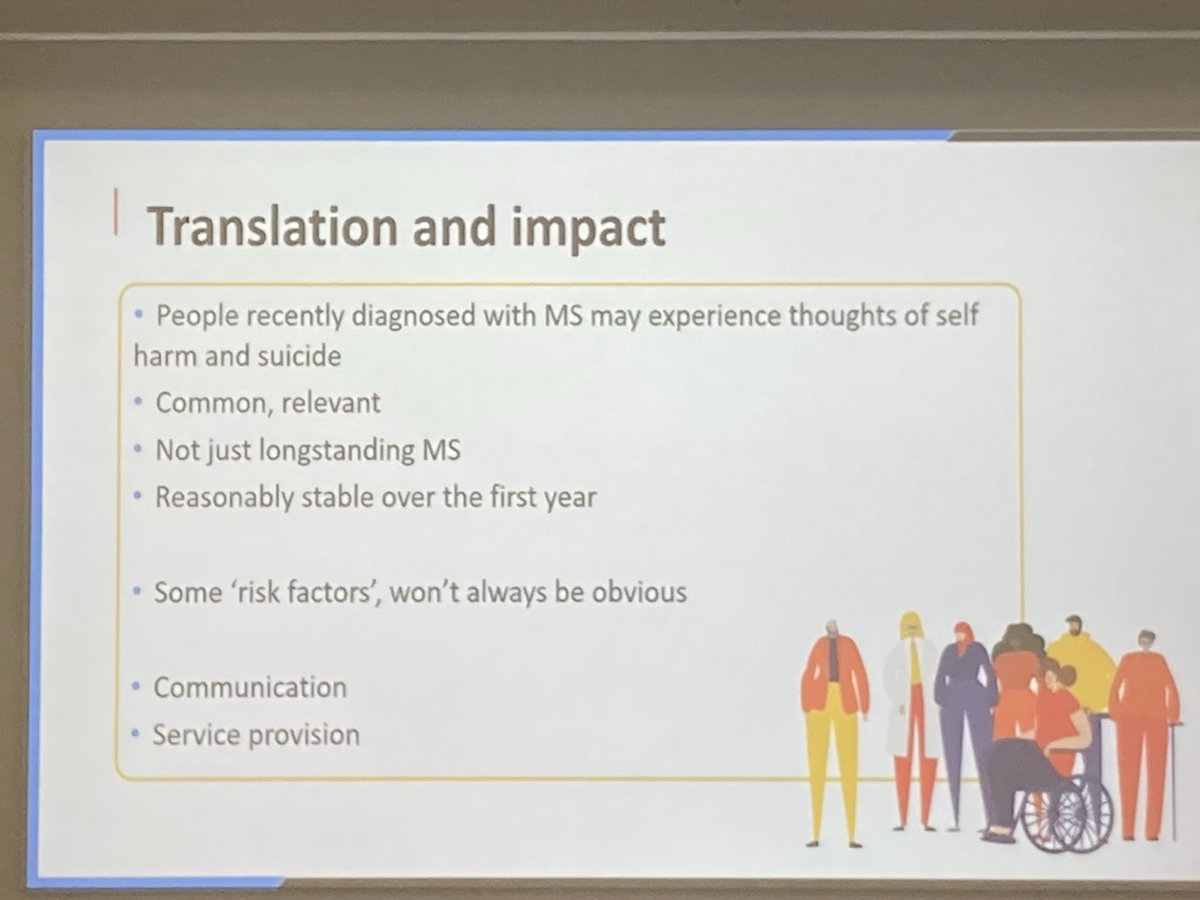 libbyjarman's tweet photo. Suicidal ideation in MS occurs in 1 in 7 people. Difficult but important topic to address #msfrontiers https://t.co/mRDO2pYX3u