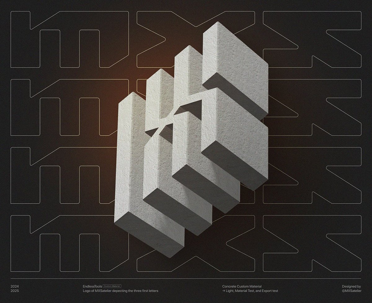 MXSatelier's tweet image. Experiment with the latest feature of @endlesstools

→ Custom Concrete Material 01
→ Custom Type Font &quot;Quante&quot; in the background
 #endlesstools #3ddesign #visuals #graphicdesign #3dmaterials #new #software #3d