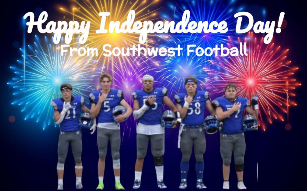 GBSW_Football's tweet photo. From everyone involved with Green Bay Southwest Football, we wish you a safe and happy Fourth of July! 🇺🇸 🎆 https://t.co/ydKSa5REcy