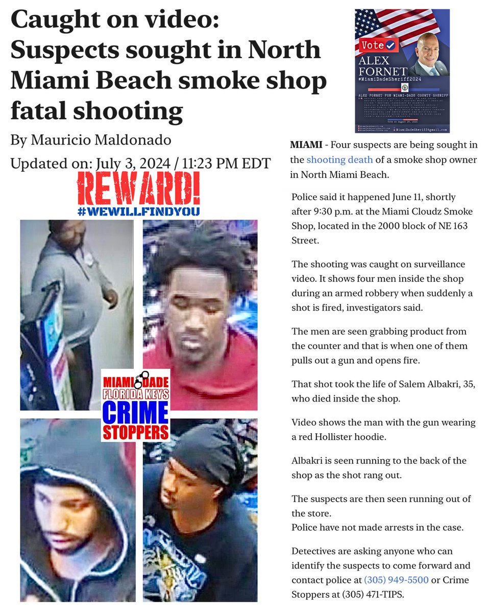 SheriffMDSO's tweet photo. #ALEXFORNETFORSHERIFF #PUBLICSAFETYMIAMI #WEWILLFINDYOU #MIAMIMOSTWANTED #MURDERERSMIAMI #MURDERMIAMIDADE #BADGUYSMIAMI #CRIMESTOPPERSMIAMI https://t.co/ZN3c90izsj #BIGREWARD #LAWANDORDERMIAMI #TOUGHONCRIME #PROACTIVENOTREACTIVE #WEAKONCRIME #STRENGTHNOTWEAKNESS #SHERIFFMIAMI https://t.co/z1bayFe8tm