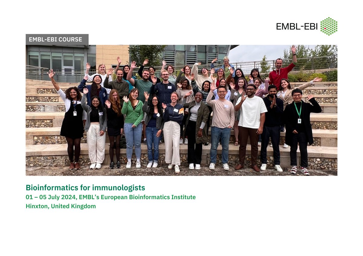 It's been lovely to welcome participants for "Bioinformatics for immunologists" this week. 

Keep an eye out for the course materials, which will be on our website soon. 

Interested in #learning more about #bioinformatics? Take a look at our courses: ebi.ac.uk/training/live-…