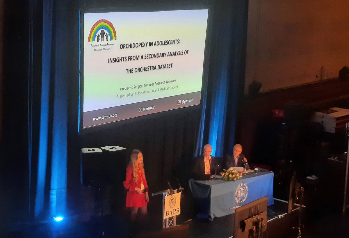 Great presentation by <a href="/ChloeMilton8/">Chloe</a>, one of our 4th year medical students, on behalf of <a href="/pstrnuk/">PSTRN</a> on management and outcomes of UDT in teenagers. #70thBAPS <a href="/BAPSCongress/">BAPS Annual Congress</a> <a href="/BAPS1953/">BAPS</a>