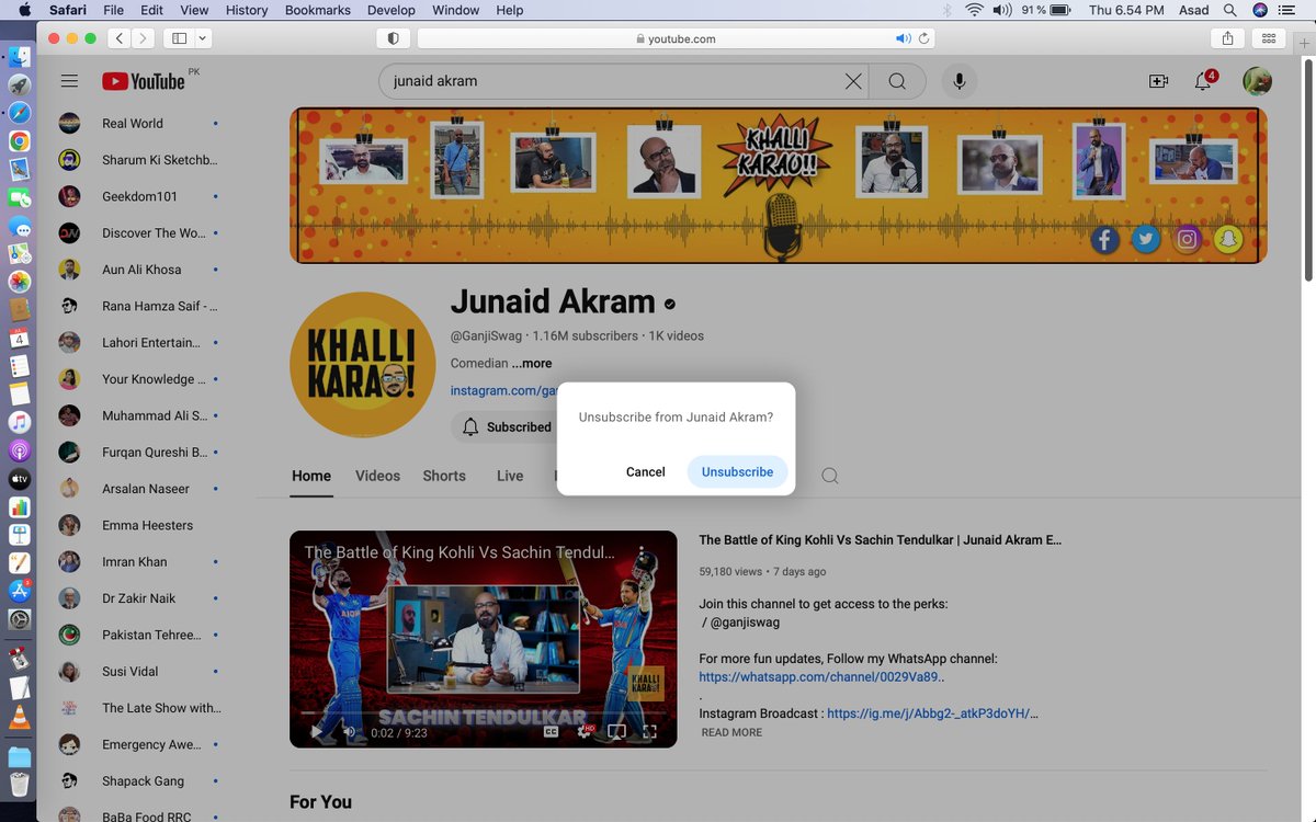AsadSaeed88's tweet photo. @PTIofficial I've unsubscribed @junaidakram83 youtube for his politically insensitive paid promotion. Ganja supporting political ganjas is wrong. Grow some hair and support Khan! #Khaliwali https://t.co/T1Mz5IAypu