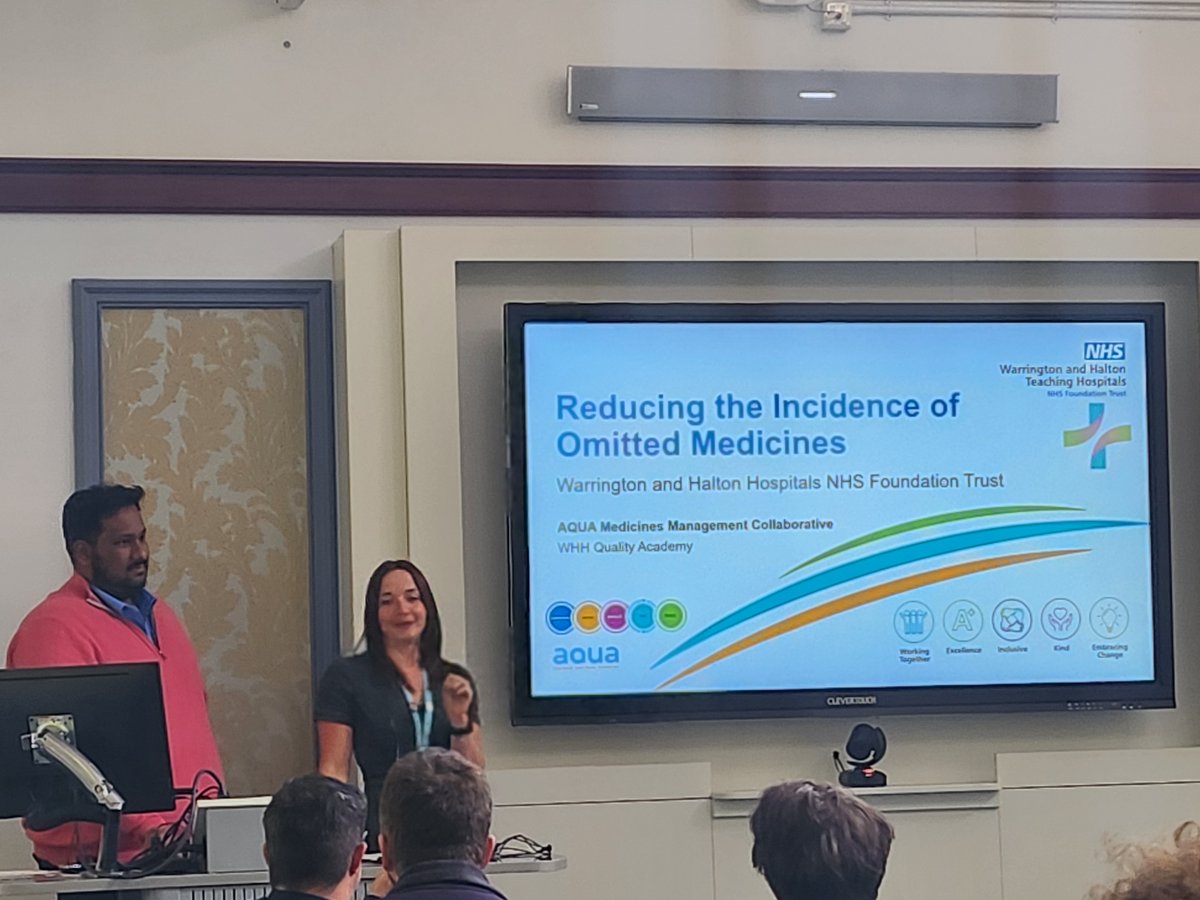 <a href="/HollyStokesNHS/">Holly Stokes</a> &amp; <a href="/Junel94/">Junel Ahmed</a> speaking about the Reducing the Incidence of Omitted Medicines, AQUA Medicines Management Collaborative. Fantastic use of the WHH QI 5 Essentials! #QAShowcase2024. <a href="/WHHPharmacy/">WHH Pharmacy</a>