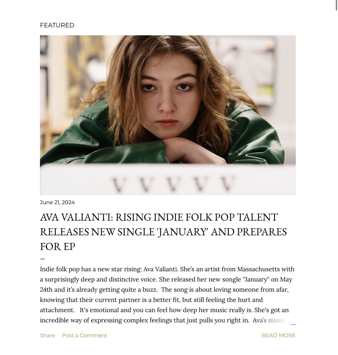 powhersound's tweet photo. ‘January’ by @iamavavalianti available now on Powher Sound - Music News: https://t.co/H7F8CCm3NU
•
•
#powhersound #womeninmusic #pop #avavalianti #newrelease #musicnews #blog https://t.co/4J9Z3lRyfl