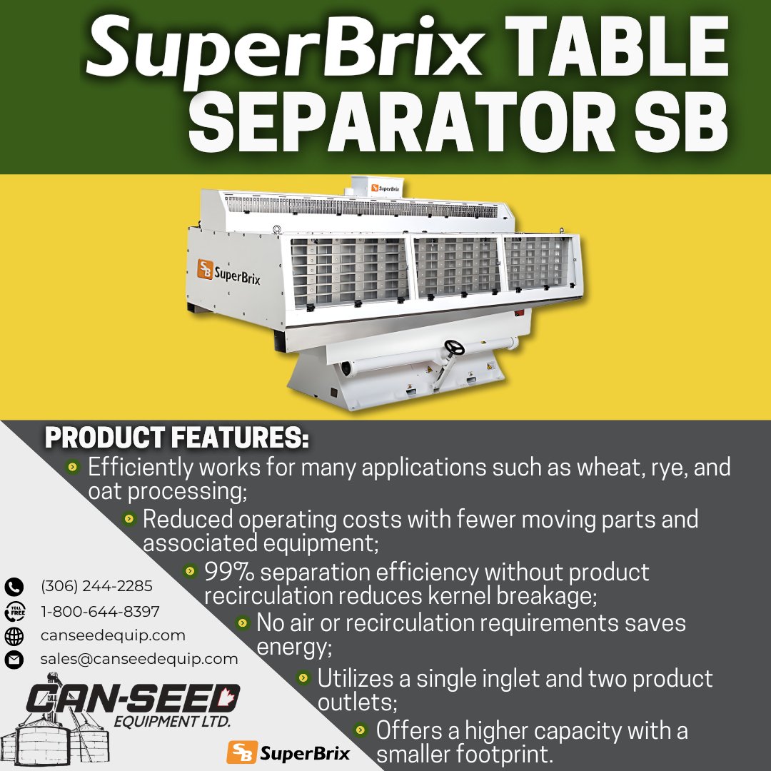 Creating projects around the world.
The Table Separator from SuperBrix is the only one on the market that incorporates 7 decks into one compact design, capable of sorting grains and cereals of a variety of densities while achieving exceptional results. It uses a single inlet with