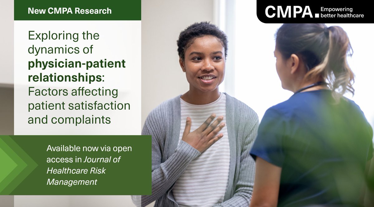 CMPAmembers's tweet photo. The dr-pt relationship is a big factor in patient satisfaction – and in medico-legal risk.

New #CMPAResearch provides insights gathered from a lit review on patient satisfaction.

Available on @ASHRMAHA: https://t.co/dzKCZqDY7w #MedTwitter https://t.co/Lzg5R3xtRI