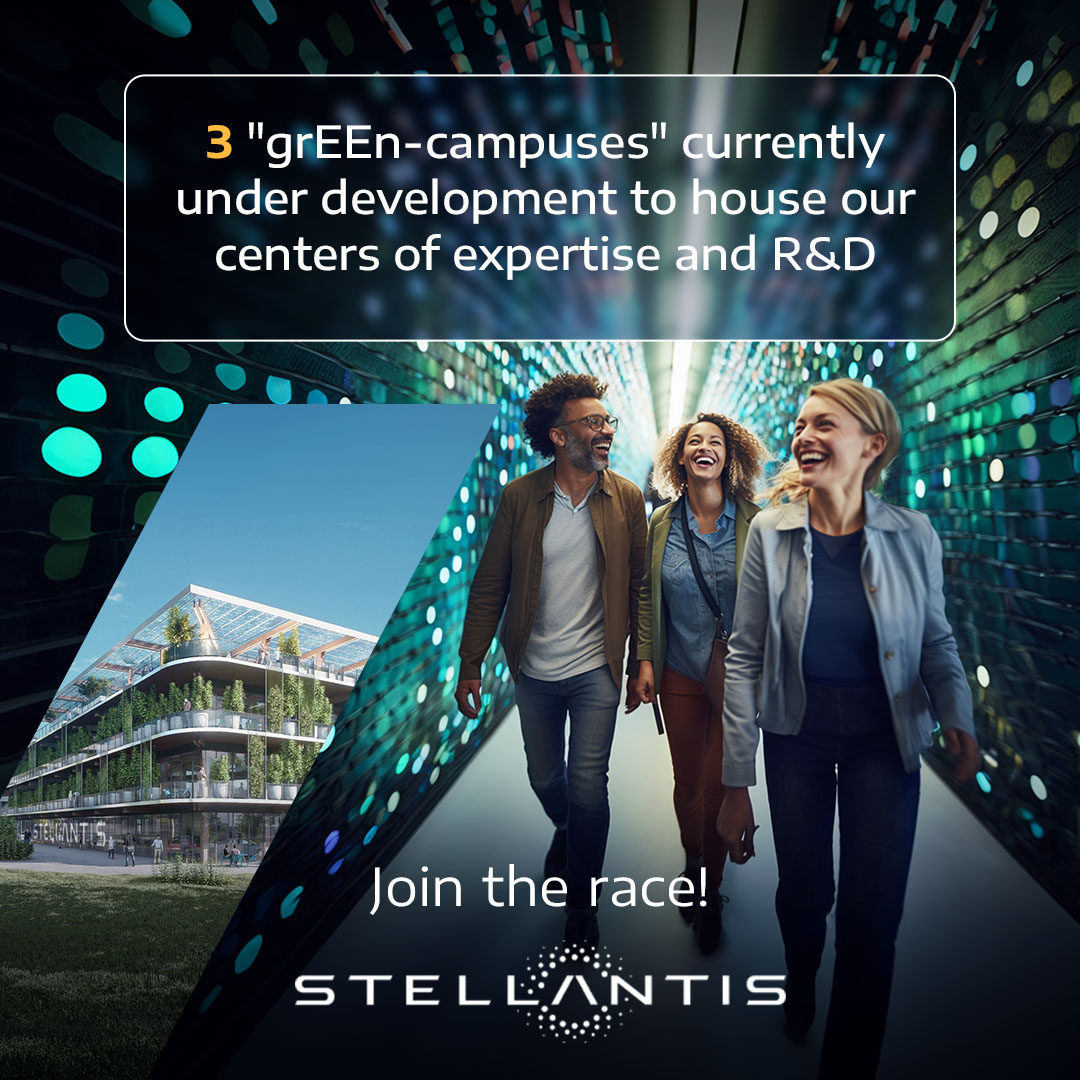 Stellantis's tweet image. #StellantisDareForward 2030 strategic plan implements a pathway consistent with science-based recommendations to achieve carbon net zero by 2038 &amp;amp; reduce our global carbon footprint (all scopes). Discover how developing 3 “grEEn-campuses” supports our plan:stellantis.com/en/responsibil…