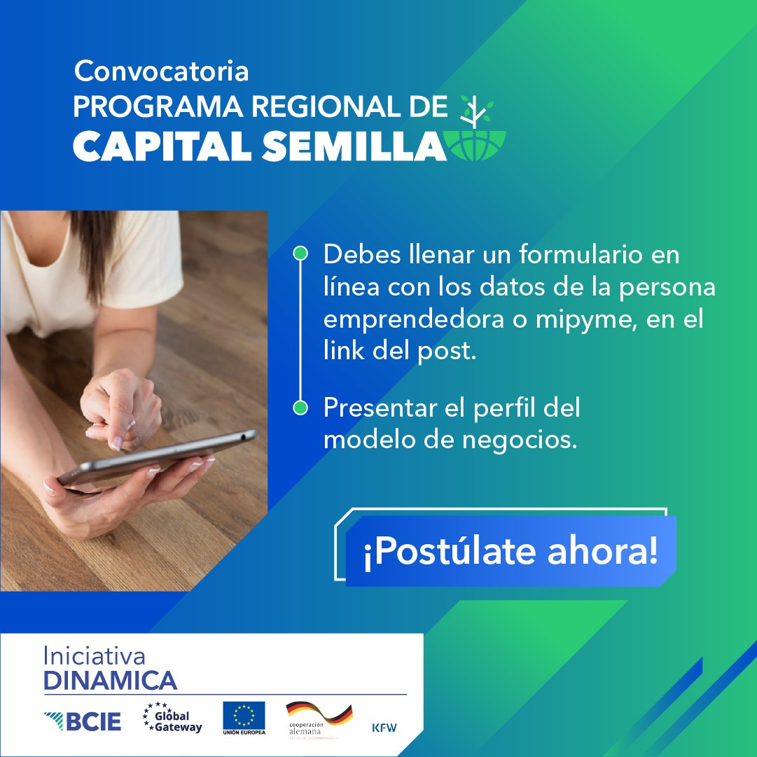 📢 Falta 1 día 

Transfórmate con éxito y conoce el proceso para postular al Programa Regional de #CapitalSemilla. 
 
🔗Aplica ingresando aquí 👉🏼bit.ly/3Uh69ZS
Tienes hasta el 5 de julio, a las 12:00 hrs UTC-6
¿Dudas? capitalsemilla_iniciativadinamica@dsik.la
