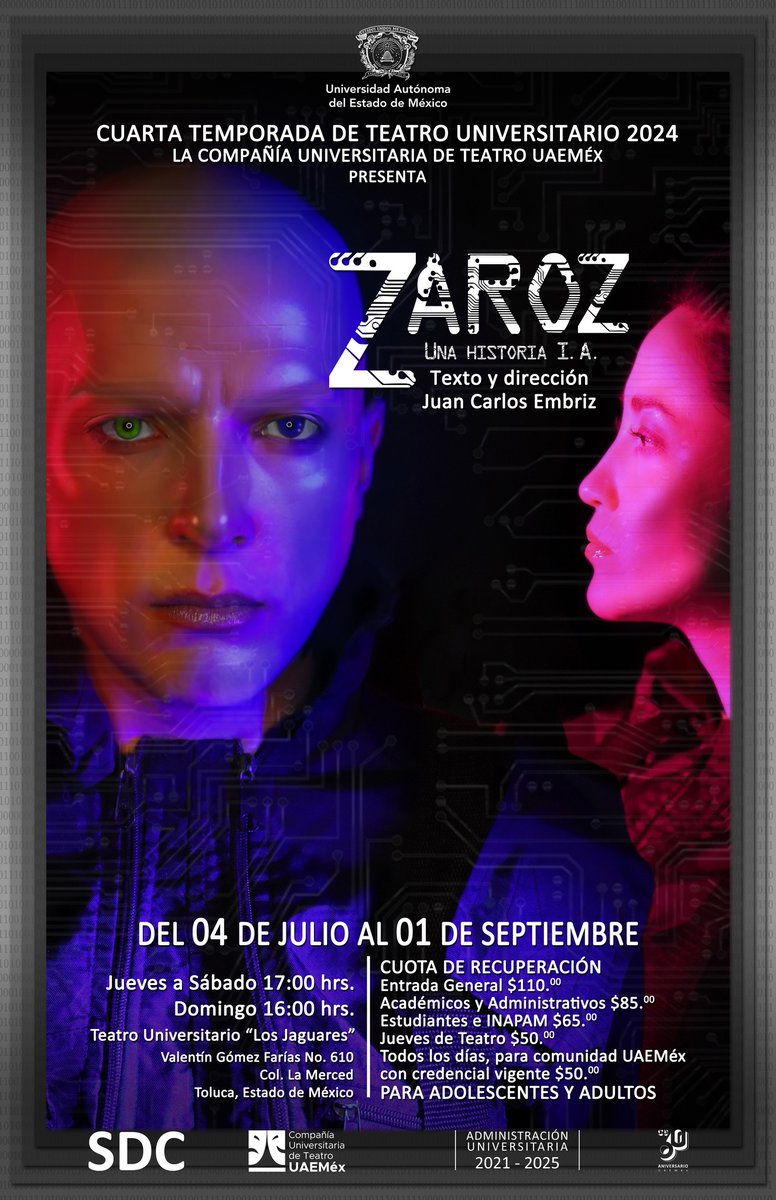 criterio997FM's tweet photo. #Entrevista  

Hoy Juan Carlos Embriz Gonzaga, Director de la @CUTUAEM nos habla del estreno de la Cuarta temporada de teatro en la @UAEM_MX.

Destaca un proyecto sobre la Inteligencia Artificial, titulado “Zaroz. Una Historia IA”. https://t.co/P064ZzNNxe