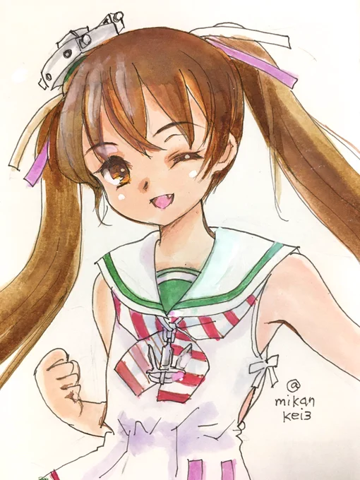 リベッチオです進水日おめでとう!#艦これ版深夜の真剣お絵描き60分一本勝負 #艦これ版真剣お絵描き60分一本勝負_20240704 #リベッチオ #艦これ 