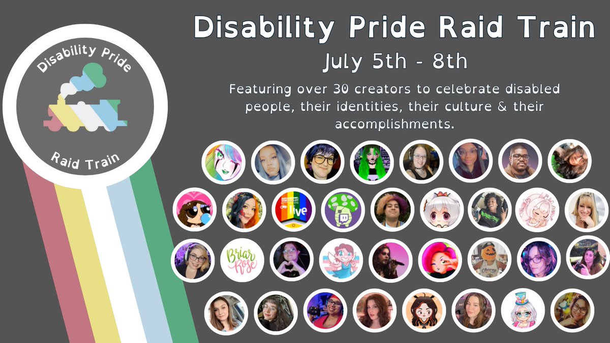 IN LESS THAN 24 HOURS! Please join these amazing creators as we celebrate during our Disability Pride Raid Train!

Special shout to <a href="/3llebelle/">✨3llebelle ✨🔜 Pax East</a> for being my collaborator during this project, for the <a href="/Twitch/">Twitch</a> Guilds/Leaders for helping put this together, &amp; all the participants!