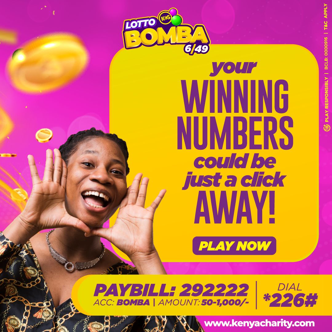 Try your LUCK TODAY!
Up to 25 MILLION tonight at 9PM on the Daily BOMBA draw! MPESA 100 PAYBILL 292222 ACC: BOMBA. Win X25,000 your stake. Play now! Unangoja nini?
#DareToBeAMillionaire #BeAWinner  #WeMakeWinnersEveryday #lucky