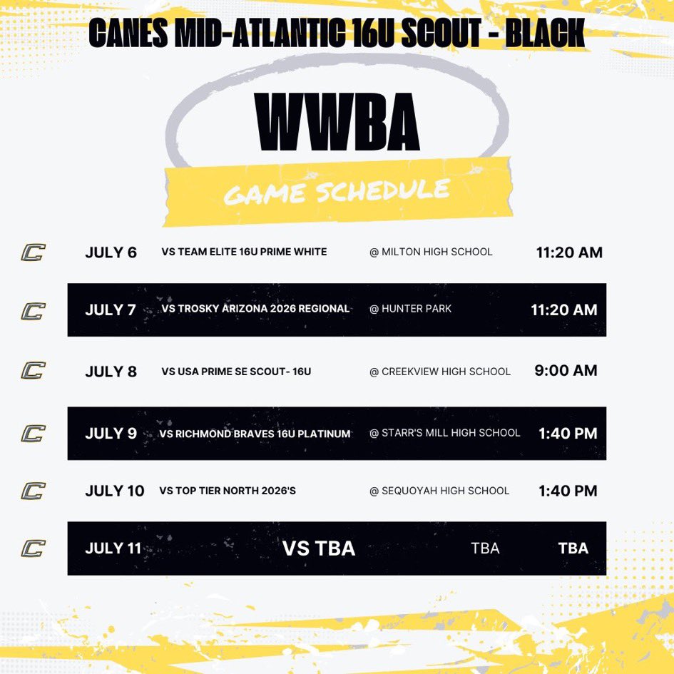 Looking forward to playing in GA! Here is my schedule.