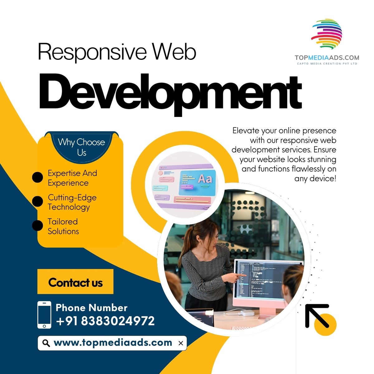 thetopmediaads's tweet image. 🌐💻 Elevate Your Online Presence with Responsive Web Development! 🚀📱

Transform your site with:
✨ Fast Loading Speed
📱 Mobile-Friendly Design
🔍 SEO Optimization
📈 Easy Navigation
🎨 Stunning Visuals

Call/WhatsApp: +91 8383024972

#ResponsiveWebDevelopment #WebDesign
