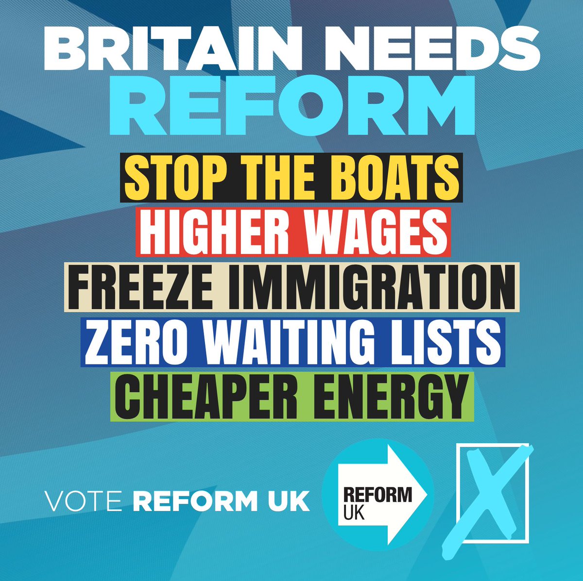 Vote for real change. 

Vote Reform UK.