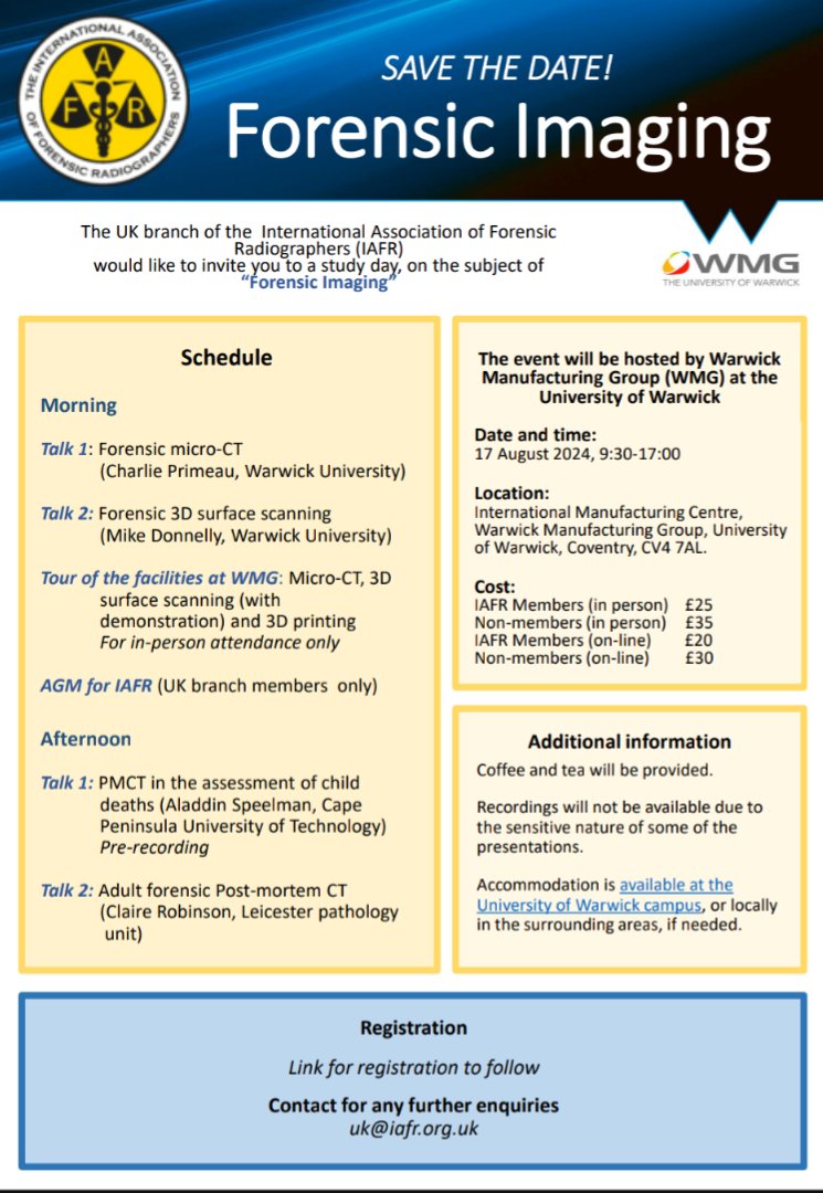 ukiafr (@ukiafr) on Twitter photo SAVE THE DATE: Hybrid study/training day and AGM for UK members. This is guaranteed to be a great event by leading experts in the field. In person there is also a tour of the amazing facilities at Warwick University. Any questions or queries please contact uk@iafr.org.uk SAVE THE DATE: Hybrid study/training day and AGM for UK members. This is guaranteed to be a great event by leading experts in the field. In person there is also a tour of the amazing facilities at Warwick University. Any questions or queries please contact uk@iafr.org.uk