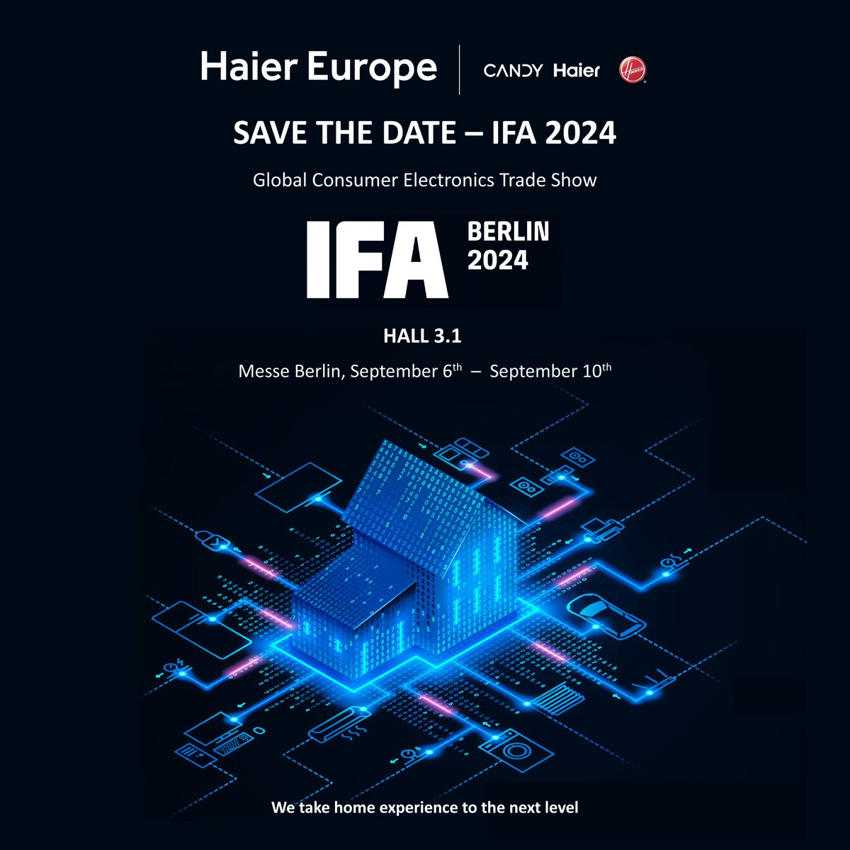 We’re excited to announce we’ll be at @IFABerlin, the world’s largest consumer electronics and home appliances trade show.

This event is a great chance to showcase our new level of connectivity and smart home tech.

See you in Berlin! #HaierIFA #IFA2024