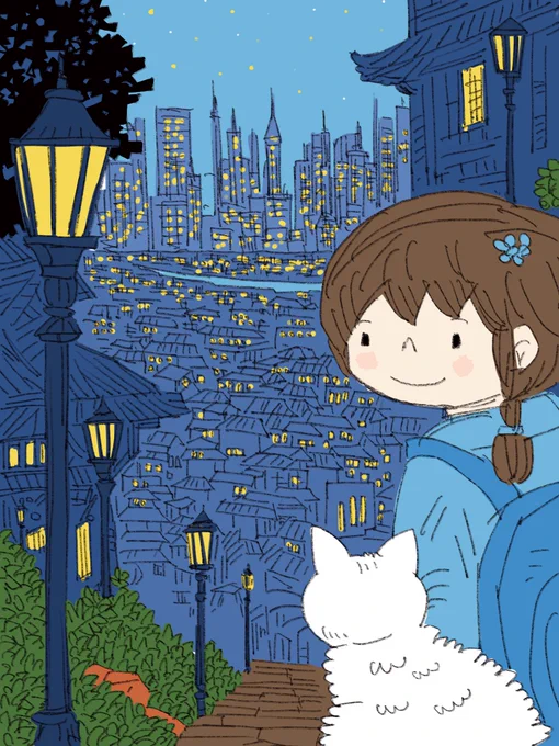 この街には、たくさんの物語が詰まっている。そしてその中に、私の物語もあるのかもしれない。                     #絵 #イラスト #猫 #ネコ #Cat 