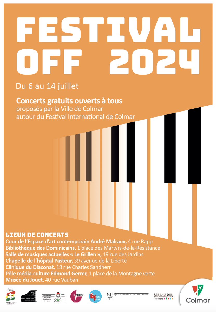 Le Festival Off de Colmar revient dans le cadre du <a href="/FIC_Colmar/">Festival International de Colmar</a> du 6 au 14 juillet, venez profiter d'une dizaine de concerts gratuits dans des lieux atypiques à (re)découvrir. 🎶 @HCColmar 
Découvrez le programme : colmar.fr/festival-off