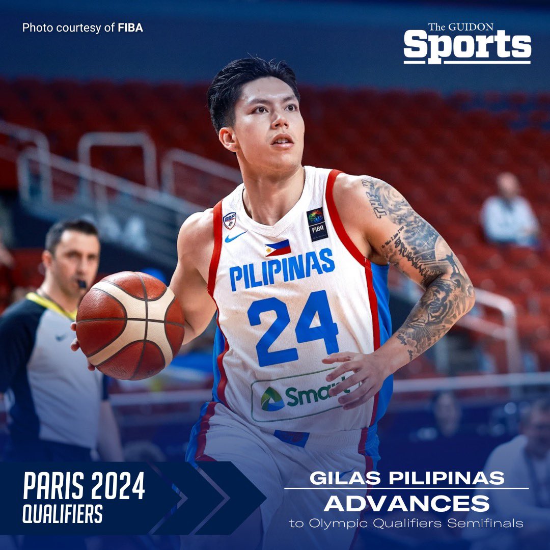 TheGUIDONSports's tweet image. OLYMPIC DREAM LIVES ON 🇵🇭
Despite a 94-96 loss at the hands of world 23rd-ranked Georgia, Gilas Pilipinas officially clinches a historic semifinals spot in the 2024 FIBA Olympic Qualifying Tournament.