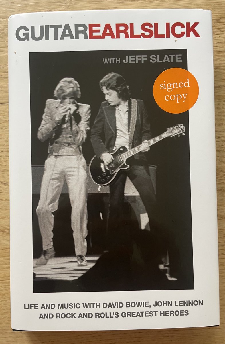 Weird_n_Gilly's tweet photo. Read it in just two sittings! The incredible ‘Guitar’ by ⁦@real_earl_slick⁩ 
What a story, what a life, what a guitar player ⚡️✨
#NoPlanB #Slicky #BowieBooks 
Bought my signed copy from ⁦@burningshednews⁩ https://t.co/cJUJhlBuS1