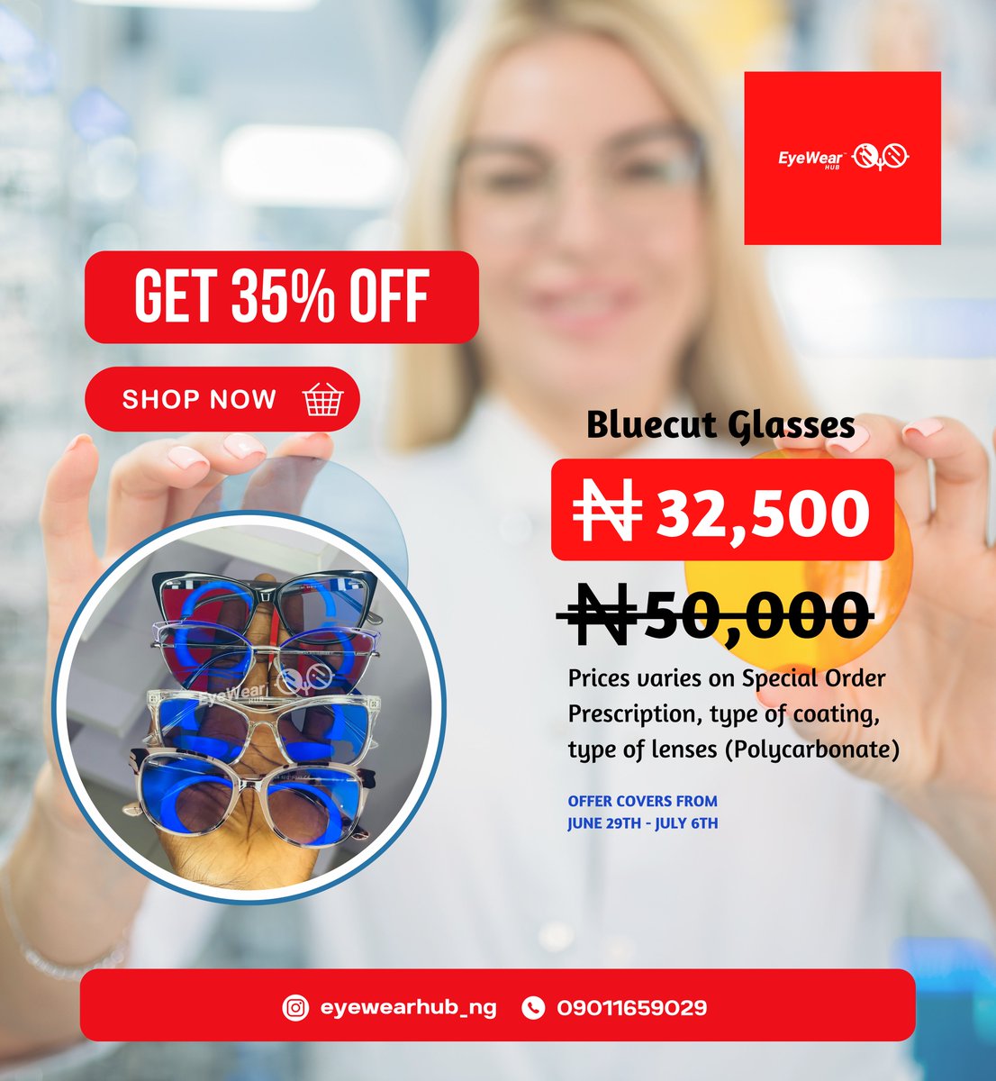 EyewearhubNG's tweet photo. Take advantage of our exclusive offer, 35% off on Bluecut Glasses! Upgrade your style and vision with this limited-time discount. Shop now and save! โ๏ธ/WhatsApp 09011659029 for all your optical needs/services in ilorin.
#ilorin #eye #eyewear #Discounts #Blum #zfancy #topealabi https://t.co/yKVLhHrf2c