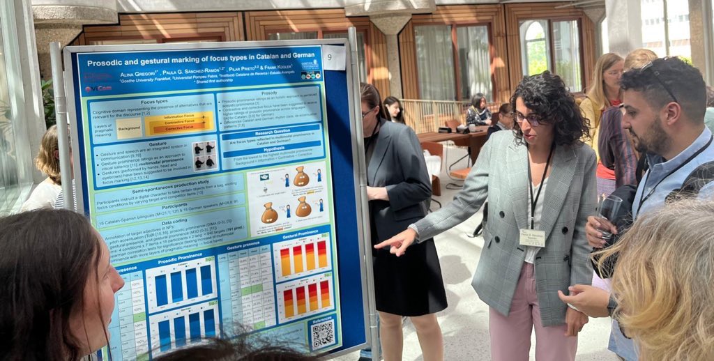Prosodic and Gestural Studies Group (GrEP-G) (@grepupf) on Twitter photo <a href="/PaulaGSanchezR/">Paula G. Sánchez-Ramón</a> has also presented her poster entitled “Prosodic and gestural marking of focus types in Catalan and German” at <a href="/SP2024Leiden/">Speech Prosody 2024</a>, a study in collaboration with Alina Gregori, Frank Kügler and <a href="/PilarPVives/">Pilar Prieto 🌹🎗</a> <a href="/PaulaGSanchezR/">Paula G. Sánchez-Ramón</a> has also presented her poster entitled “Prosodic and gestural marking of focus types in Catalan and German” at <a href="/SP2024Leiden/">Speech Prosody 2024</a>, a study in collaboration with Alina Gregori, Frank Kügler and <a href="/PilarPVives/">Pilar Prieto 🌹🎗</a>