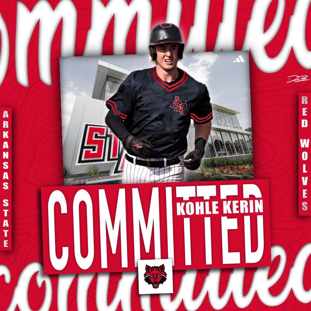 Kohle Kerin (@kohlekerin_20) on Twitter photo Blessed and excited to announce my commitment to <a href="/AStateBaseball/">Arkansas State Red Wolves Baseball</a>. Thank you to everyone that has helped me get to this point. Blessed and excited to announce my commitment to <a href="/AStateBaseball/">Arkansas State Red Wolves Baseball</a>. Thank you to everyone that has helped me get to this point.