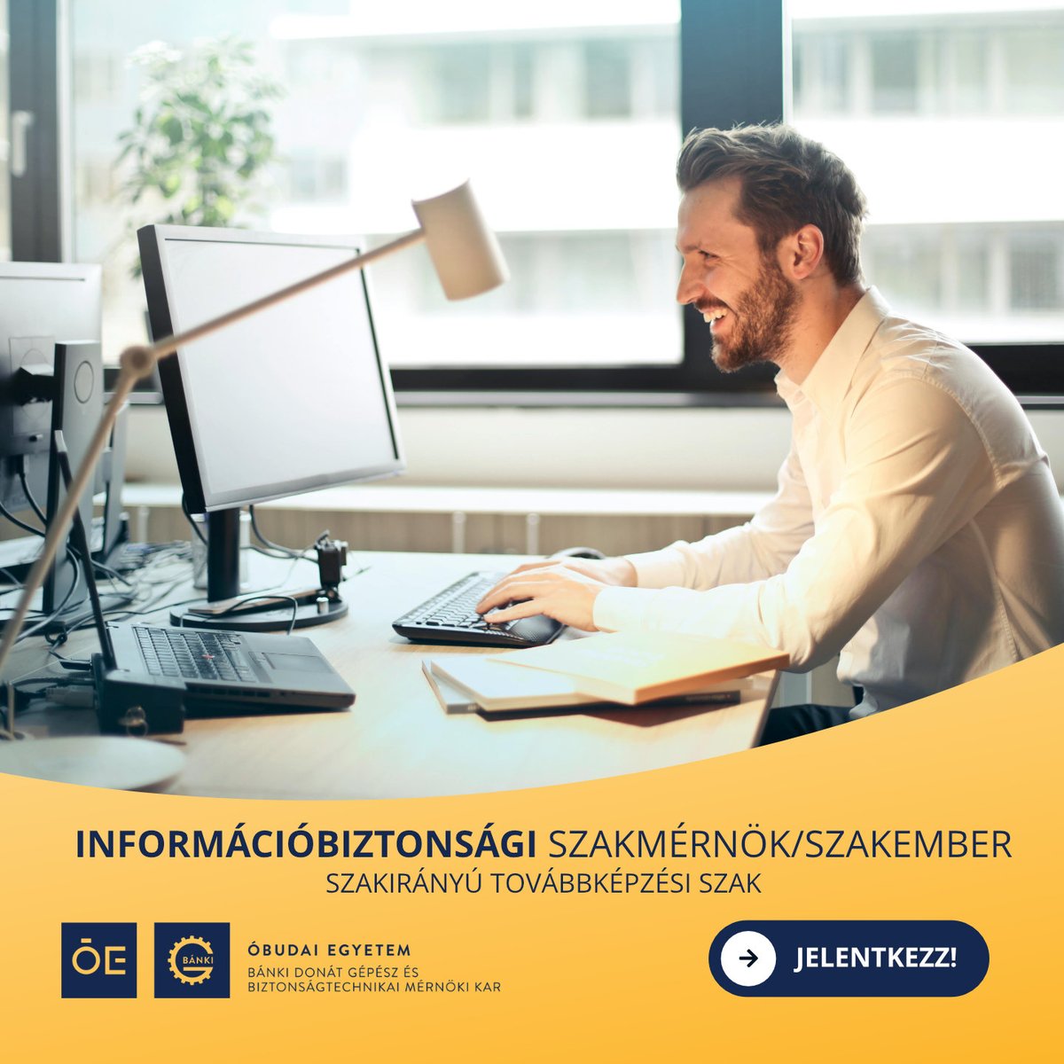 BankiOe's tweet photo. 📷 Lenne kedved egy piacképes új IT szakterületet megtanulni egy 4 félévből álló képzés keretein belül?
📷 Érdekel az információbiztonság szakterület és diplomádtól függően információbiztonsági szakember / szakmérnök szeretnél lenni? https://t.co/l1H6m1e6AT https://t.co/9s1T3DxfWR