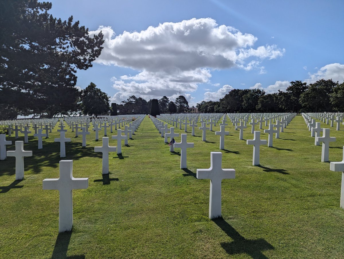 Today, on this Fourth of July I spent the day walking on Utah and Omaha beaches, standing on top of Point du Hoc, visiting the American Cemetery at Colleville-sur-Mer, and having lunch at the feet of the chapel in St Mer Eglies. An Independence Day I will never forget.