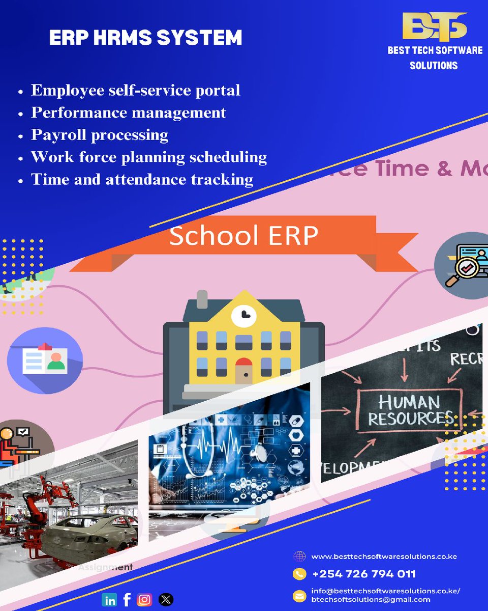 bestsoftware_ke's tweet photo. From precise shift scheduling in factories to credentialing in hospitals and performance appraisals in retail, our ERP HRMS system adapts to meet the diverse needs of any industry. Call 0726794011 #Maandamano #BuildingAllTogether #WiggyG https://t.co/1dEsnYJ9qK